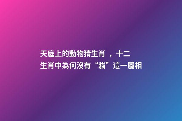 天庭上的動物猜生肖，十二生肖中為何沒有“貓”這一屬相